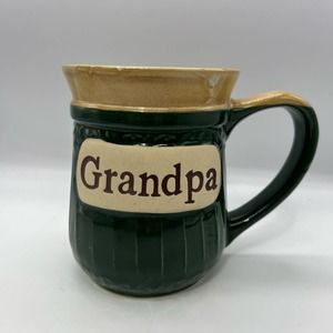 Cracker Barrel Gandpa Oversized 16 Ounce Coffee Tea Mug Green‎ Ceramic Cup